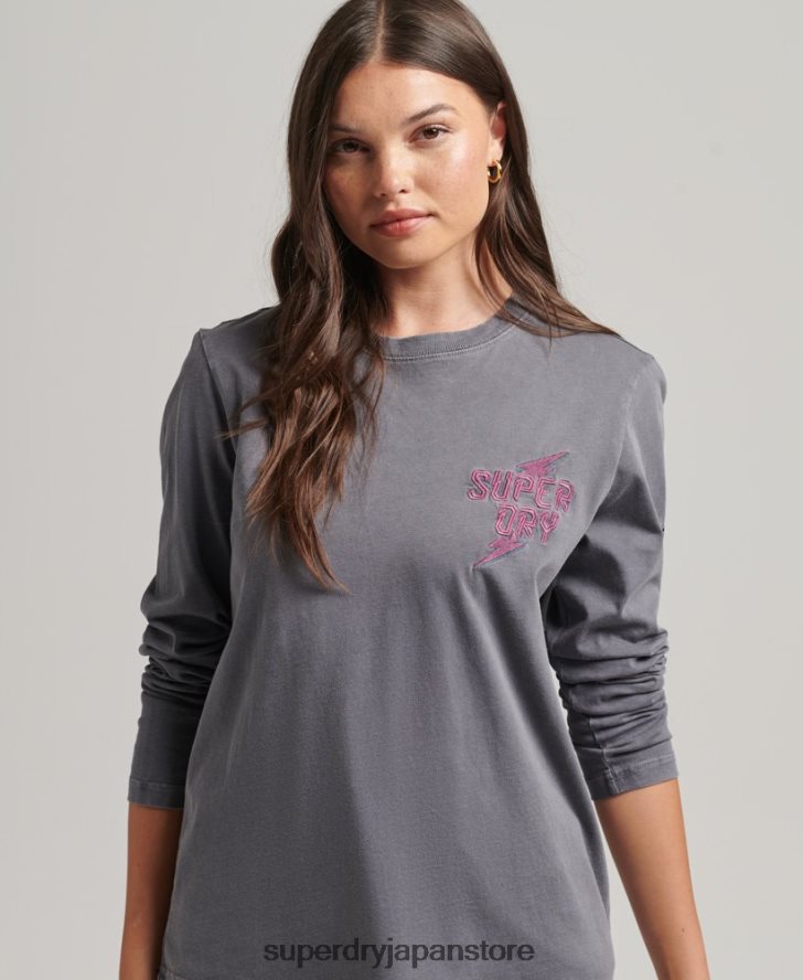 インディーマーク長袖トップ 女性 Superdry 衣類 濃い灰色 2J62PZ3027