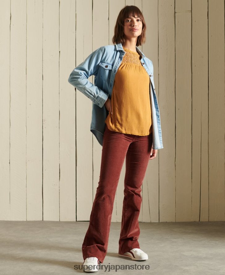 長袖編みレーストップ 女性 Superdry 衣類 黄色 2J62PZ3057