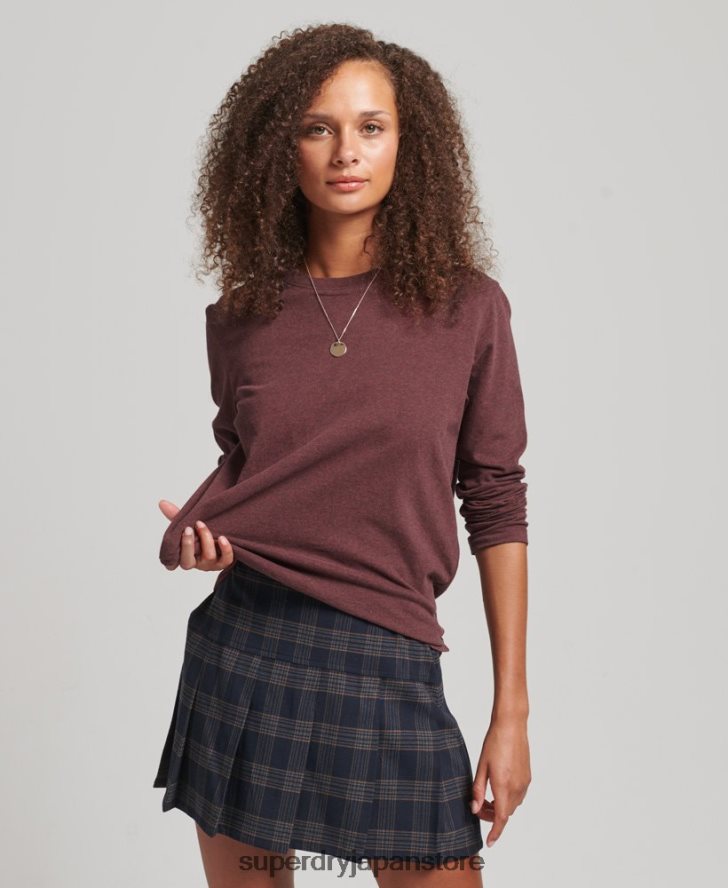 オーガニックコットン エッセンシャル ロゴ 長袖トップ 女性 Superdry 衣類 赤 2J62PZ3061
