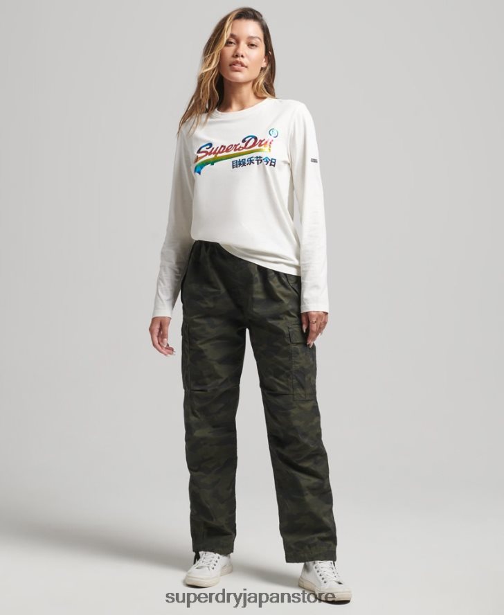 ヴィンテージロゴレインボー長袖トップ 女性 Superdry 衣類 白 2J62PZ3070