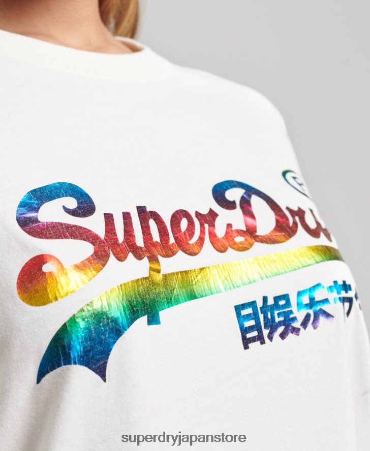 ヴィンテージロゴレインボー長袖トップ 女性 Superdry 衣類 白 2J62PZ3070
