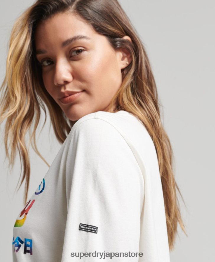 ヴィンテージロゴレインボー長袖トップ 女性 Superdry 衣類 白 2J62PZ3070