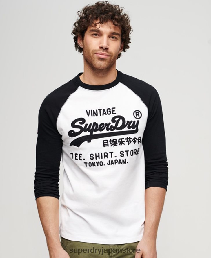 ヴィンテージロゴストアラグラン長袖トップ 男性 Superdry 衣類 白 2J62PZ42