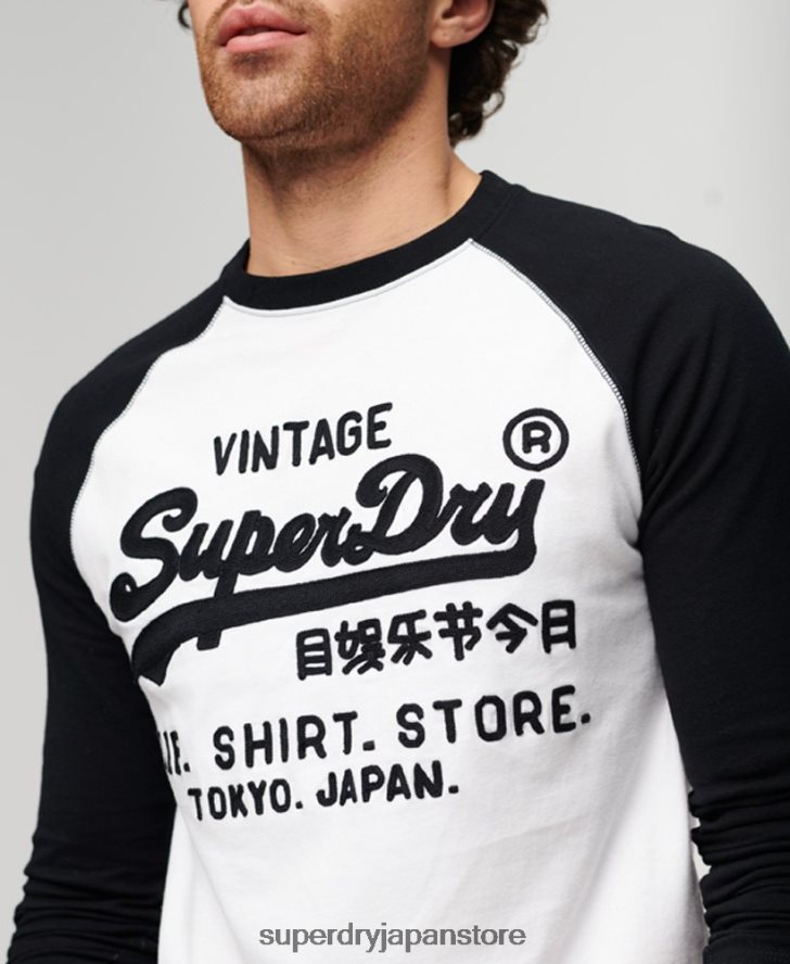 ヴィンテージロゴストアラグラン長袖トップ 男性 Superdry 衣類 白 2J62PZ42