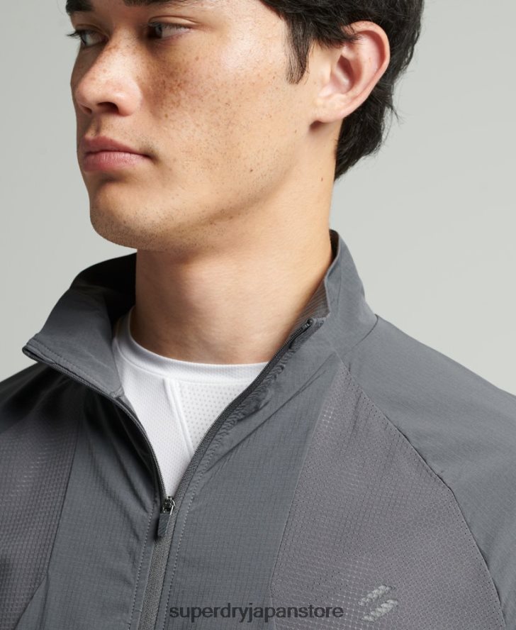 ストレッチウーブントラックトップ 男性 Superdry 衣類 濃い灰色 2J62PZ5371