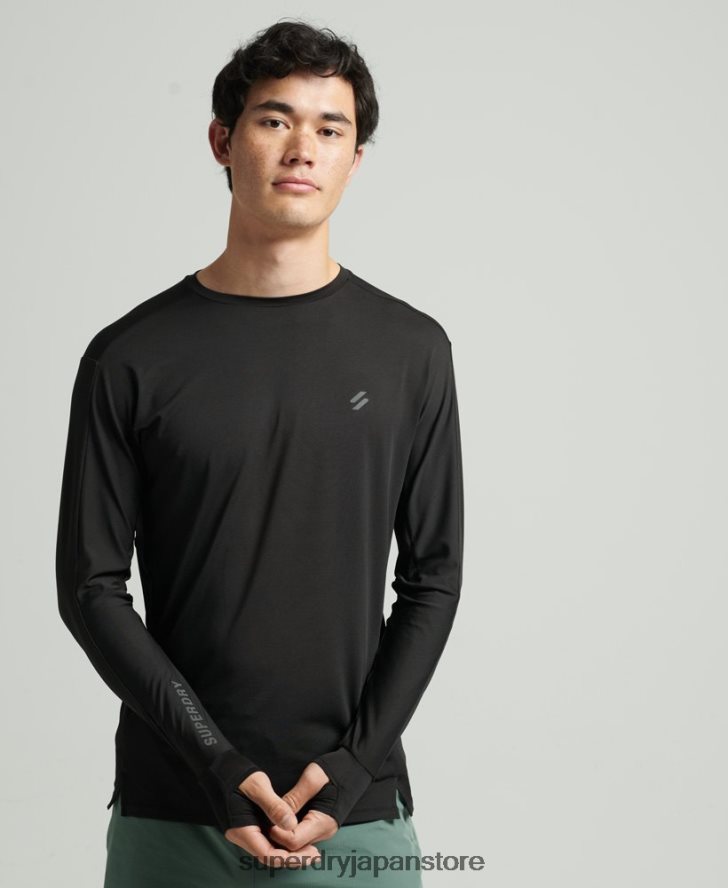 ランニング長袖トップ 男性 Superdry 衣類 黒 2J62PZ5373