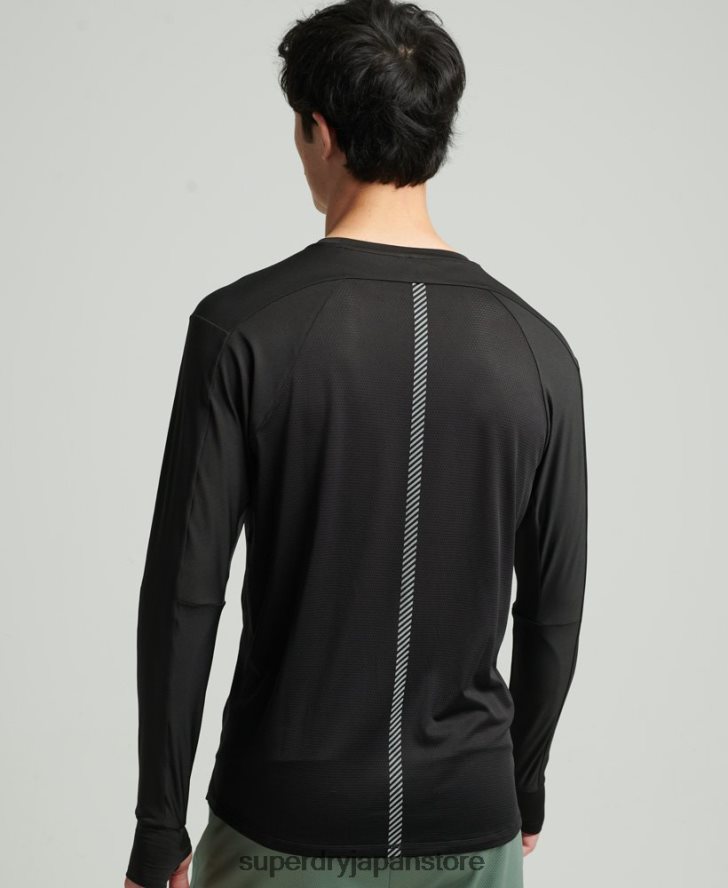 ランニング長袖トップ 男性 Superdry 衣類 黒 2J62PZ5373
