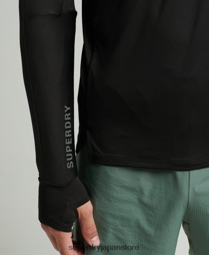 ランニング長袖トップ 男性 Superdry 衣類 黒 2J62PZ5373