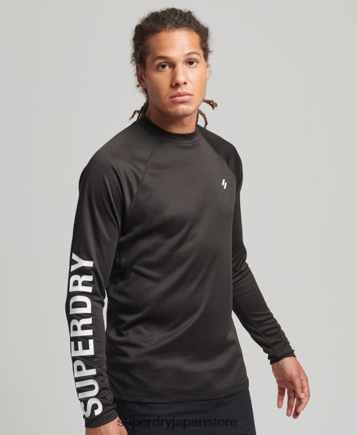 トレインモックネックロゴトップ 男性 Superdry 衣類 黒 2J62PZ5378