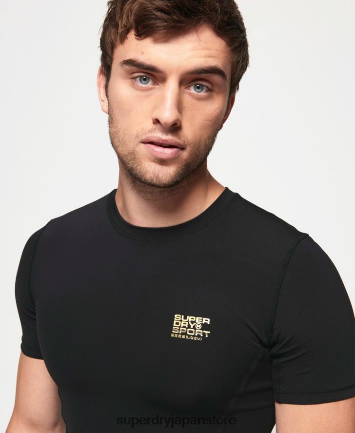 パフォーマンスコンプレッション半袖トップ 男性 Superdry 衣類 黒 2J62PZ5380