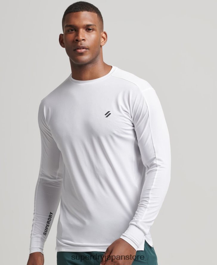 ランニング長袖トップ 男性 Superdry 衣類 白 2J62PZ5388