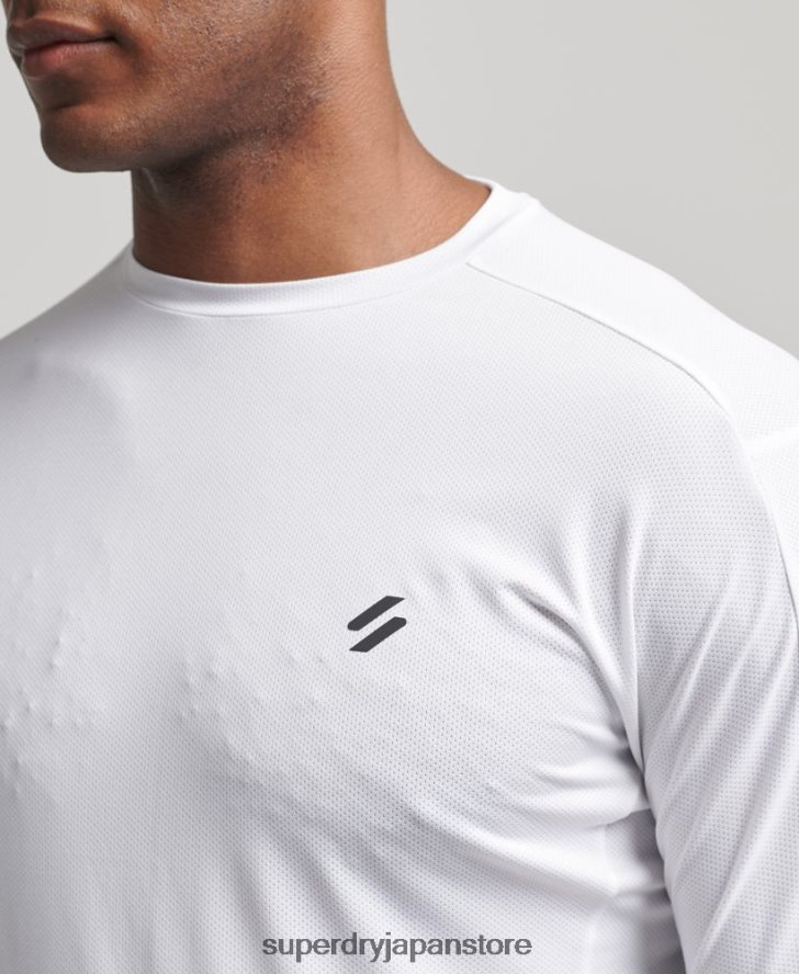 ランニング長袖トップ 男性 Superdry 衣類 白 2J62PZ5388
