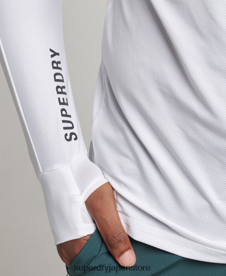 ランニング長袖トップ 男性 Superdry 衣類 白 2J62PZ5388