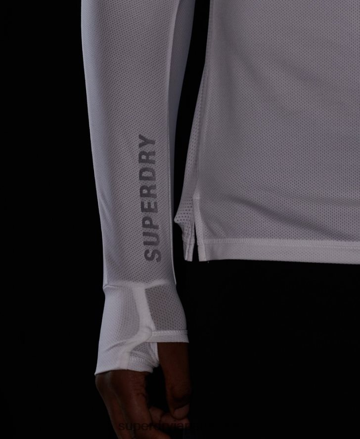 ランニング長袖トップ 男性 Superdry 衣類 白 2J62PZ5388