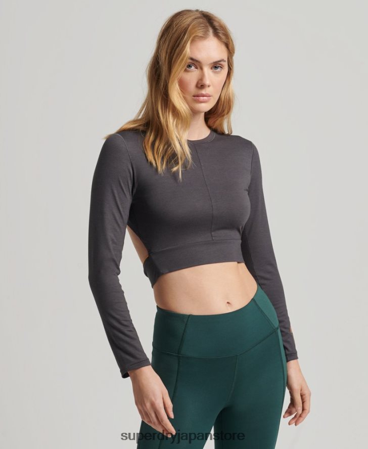 フレックスラップ長袖トップ 女性 Superdry 衣類 濃い灰色 2J62PZ6327