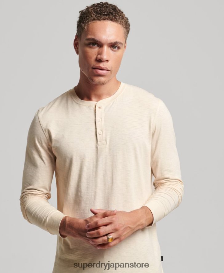 長袖ジャージヘンリートップ 男性 Superdry 衣類 クリーム 2J62PZ6365
