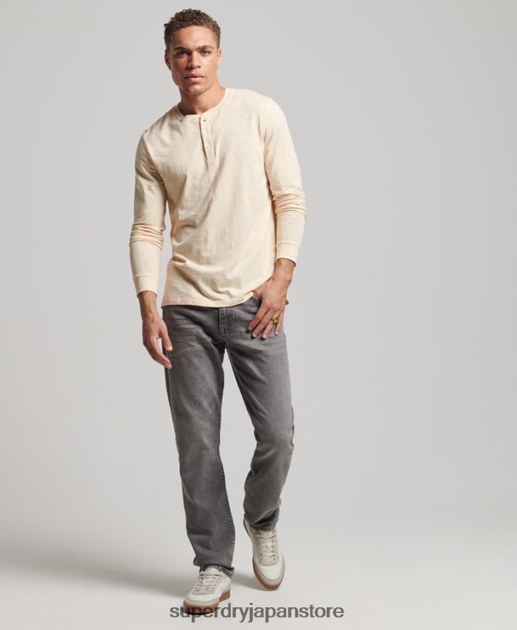 長袖ジャージヘンリートップ 男性 Superdry 衣類 クリーム 2J62PZ6365