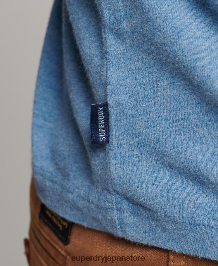 オーガニックコットン エッセンシャル 長袖ベースボール トップ 男性 Superdry 衣類 青 2J62PZ6370