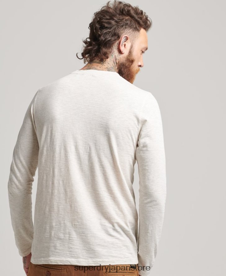 長袖スラブジャージートップ 男性 Superdry 衣類 クリーム 2J62PZ6396