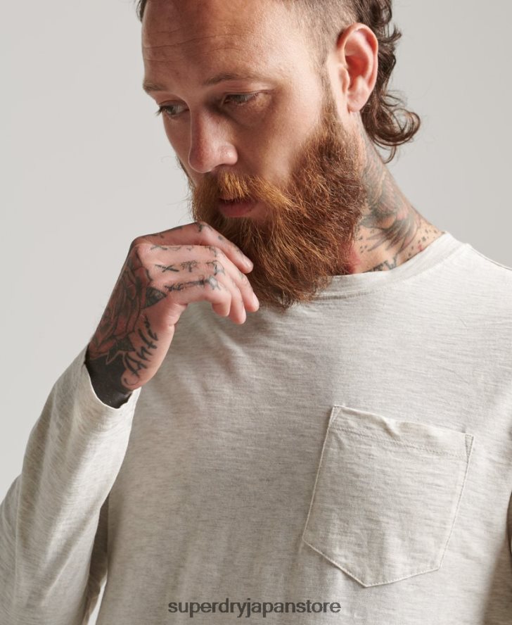 長袖スラブジャージートップ 男性 Superdry 衣類 クリーム 2J62PZ6396