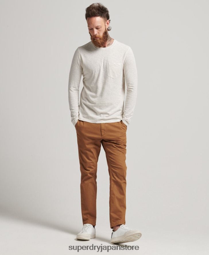 長袖スラブジャージートップ 男性 Superdry 衣類 クリーム 2J62PZ6396
