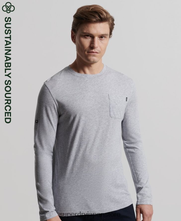 オーガニックコットン長袖スラブジャージートップ 男性 Superdry 衣類 濃い灰色 2J62PZ6402