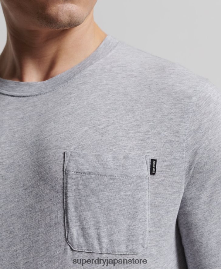オーガニックコットン長袖スラブジャージートップ 男性 Superdry 衣類 濃い灰色 2J62PZ6402