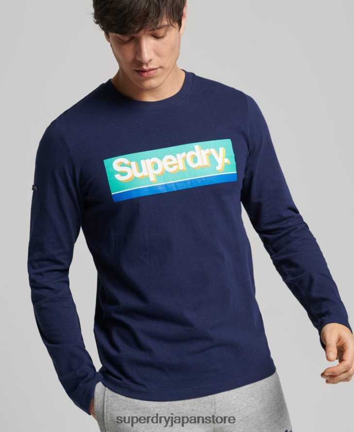 ヴィンテージコアロゴのシーズナルトップス 男性 Superdry 衣類 海軍 2J62PZ6423