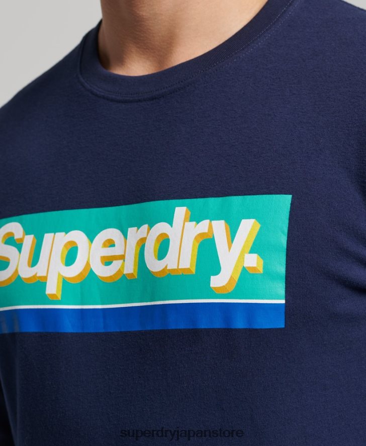 ヴィンテージコアロゴのシーズナルトップス 男性 Superdry 衣類 海軍 2J62PZ6423