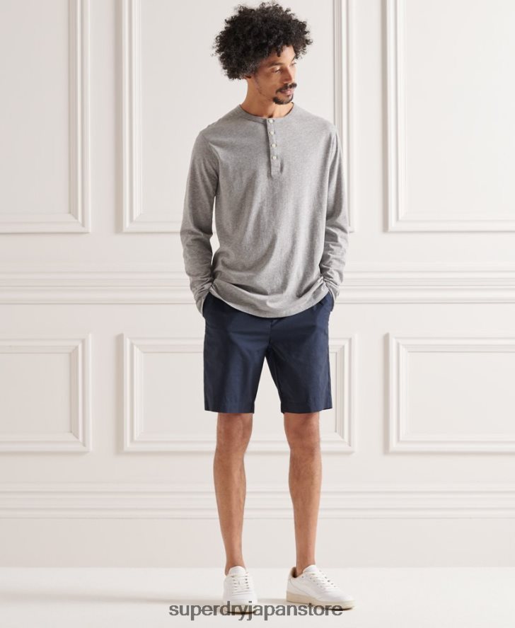 オーガニックコットンの軽量エッセンシャルヘンリートップ 男性 Superdry 衣類 ライトグレー 2J62PZ6424