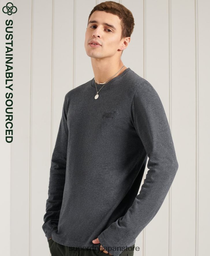 オーガニックコットン オレンジラベル刺繍トップス 男性 Superdry 衣類 海軍 2J62PZ6431