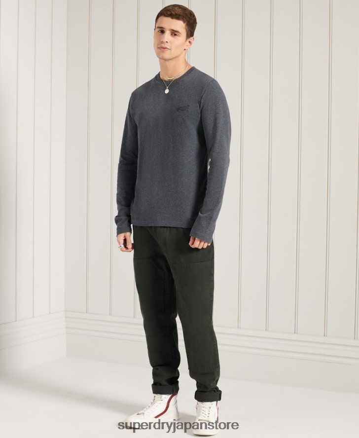オーガニックコットン オレンジラベル刺繍トップス 男性 Superdry 衣類 海軍 2J62PZ6431