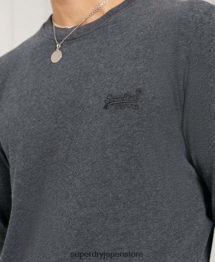 オーガニックコットン オレンジラベル刺繍トップス 男性 Superdry 衣類 海軍 2J62PZ6431