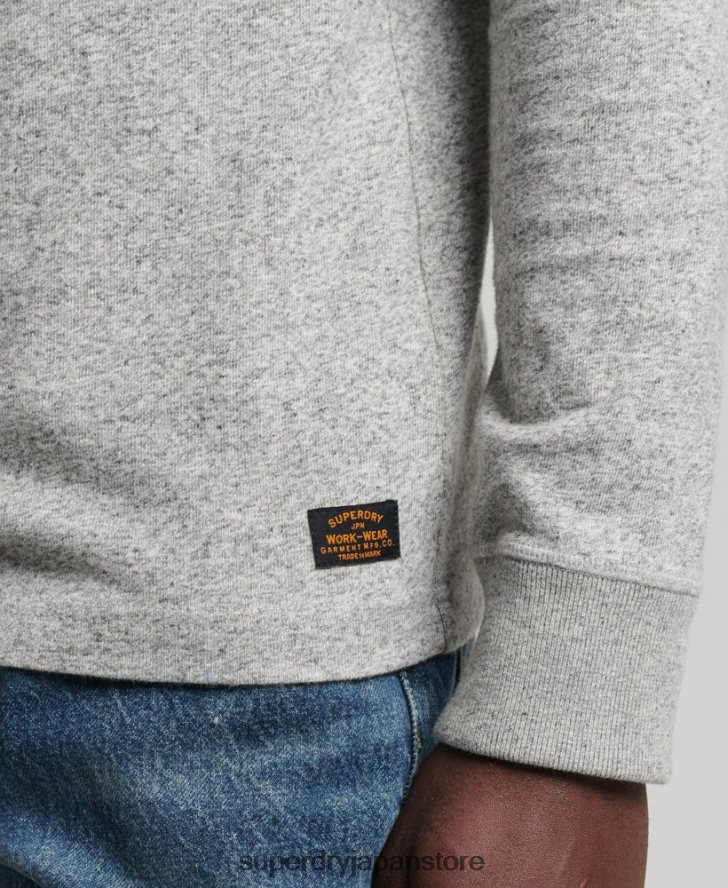 オーガニックコットン長袖ヘンリートップ 男性 Superdry 衣類 グレー 2J62PZ6433