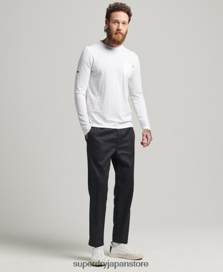 オーガニックコットン長袖スラブジャージートップ 男性 Superdry 衣類 白 2J62PZ6435