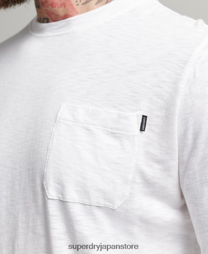 オーガニックコットン長袖スラブジャージートップ 男性 Superdry 衣類 白 2J62PZ6435
