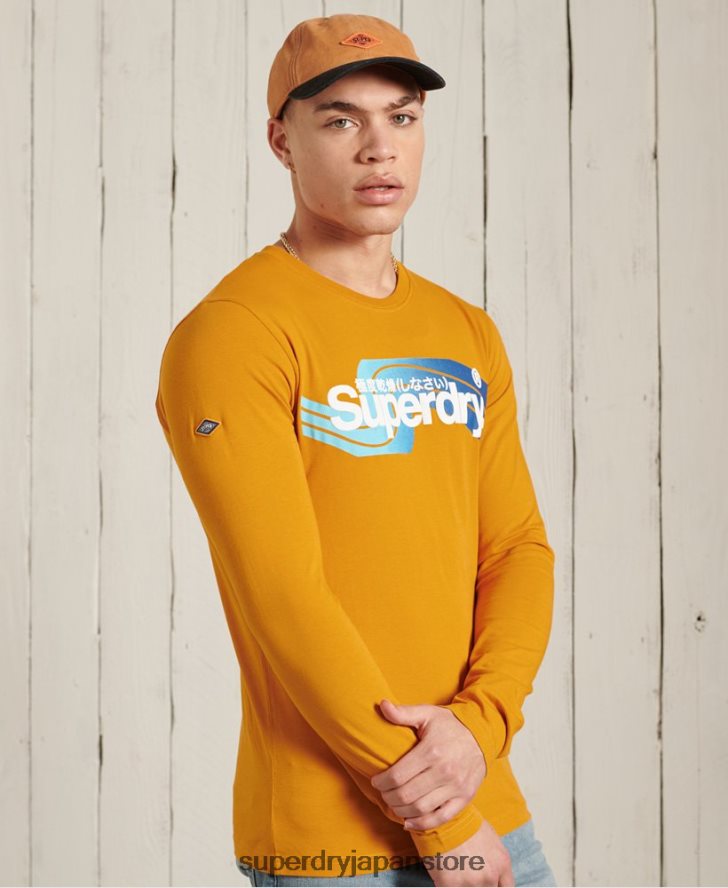コアロゴカリ長袖トップ 男性 Superdry 衣類 金 2J62PZ6444