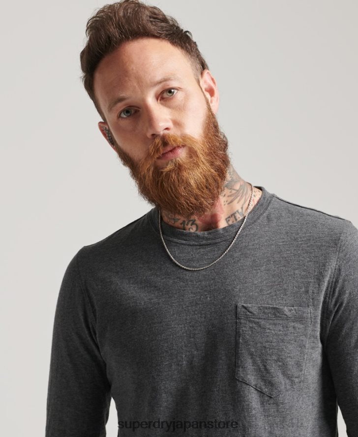 長袖スラブジャージートップ 男性 Superdry 衣類 濃い灰色 2J62PZ6449