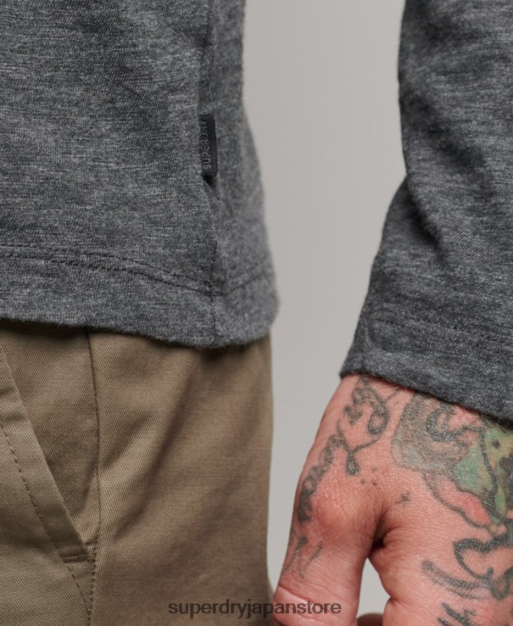 長袖スラブジャージートップ 男性 Superdry 衣類 濃い灰色 2J62PZ6449