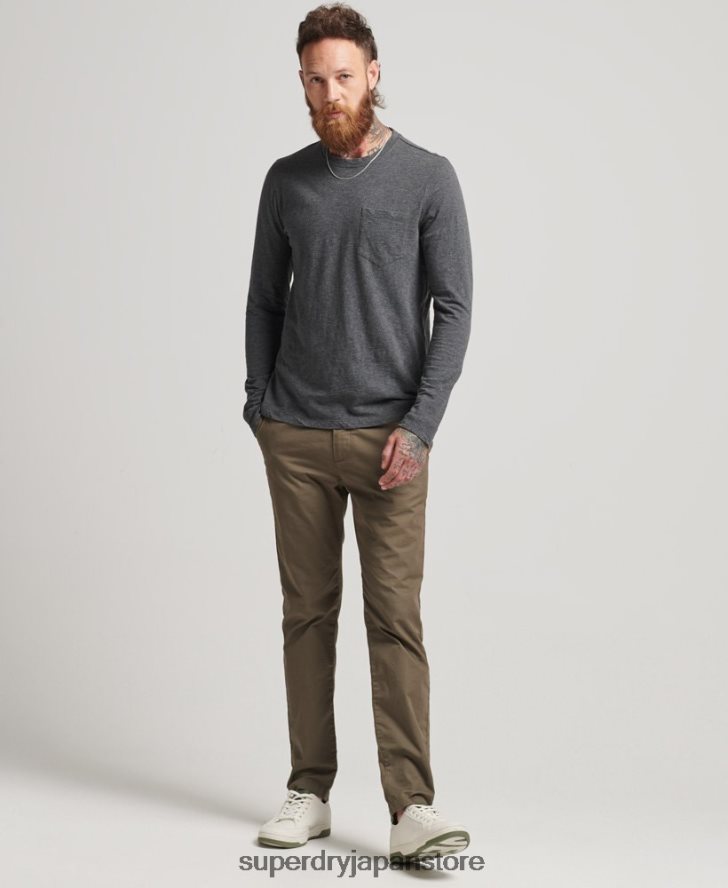 長袖スラブジャージートップ 男性 Superdry 衣類 濃い灰色 2J62PZ6449