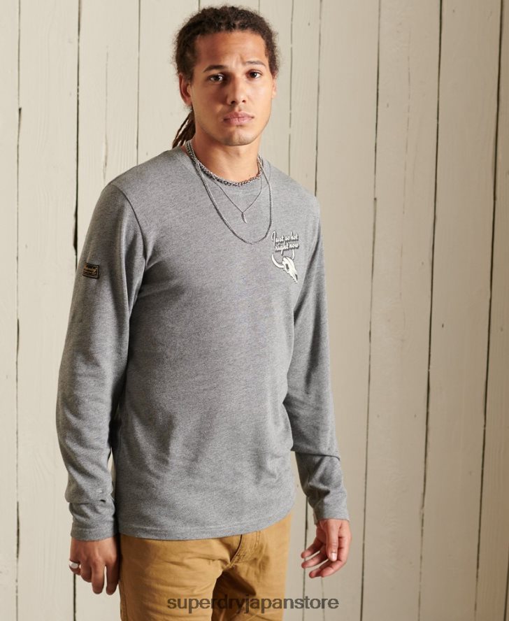 ヘリテージマウンテン ロングスリーブトップ 男性 Superdry 衣類 ライトグレー 2J62PZ6470