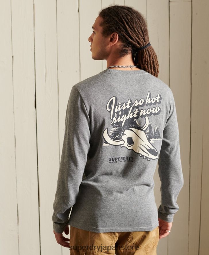 ヘリテージマウンテン ロングスリーブトップ 男性 Superdry 衣類 ライトグレー 2J62PZ6470