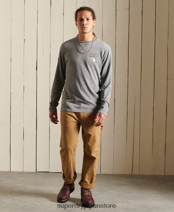 ヘリテージマウンテン ロングスリーブトップ 男性 Superdry 衣類 ライトグレー 2J62PZ6470