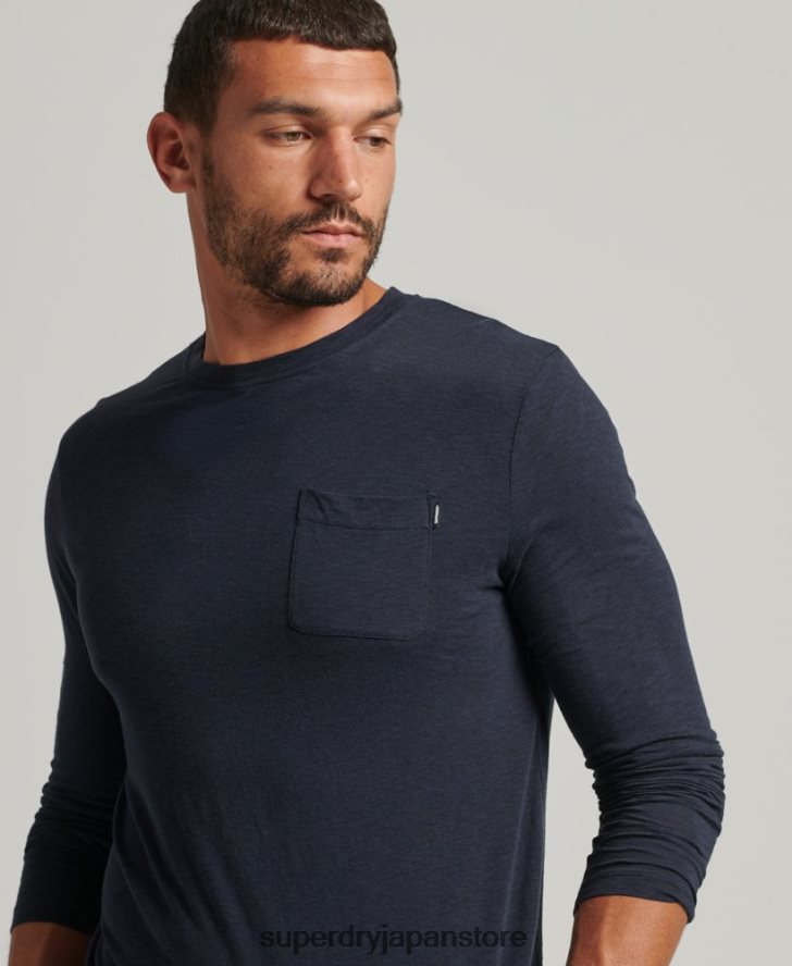 オーガニックコットン長袖スラブジャージートップ 男性 Superdry 衣類 海軍 2J62PZ6479