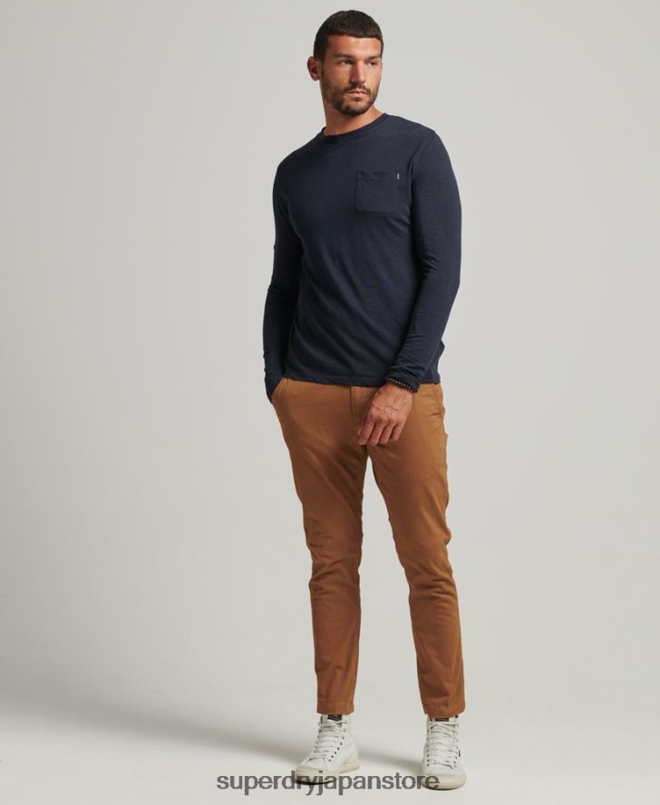 オーガニックコットン長袖スラブジャージートップ 男性 Superdry 衣類 海軍 2J62PZ6479