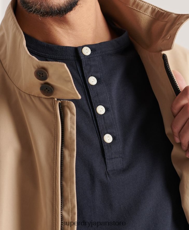 オーガニックコットンの軽量エッセンシャルヘンリートップ 男性 Superdry 衣類 海軍 2J62PZ6489