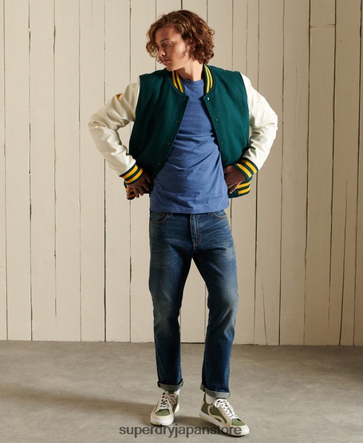 オーガニックコットンのヴィンテージロゴ刺繍トップス 男性 Superdry 衣類 青 2J62PZ6490