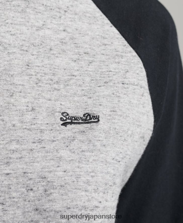 オーガニックコットンヴィンテージベースボール長袖トップ 女性 Superdry 衣類 濃い灰色 2J62PZ6643