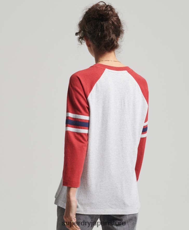 オーガニックコットン ヴィンテージ ハーフスリーブ ベースボール トップ 女性 Superdry 衣類 グレー 2J62PZ6646
