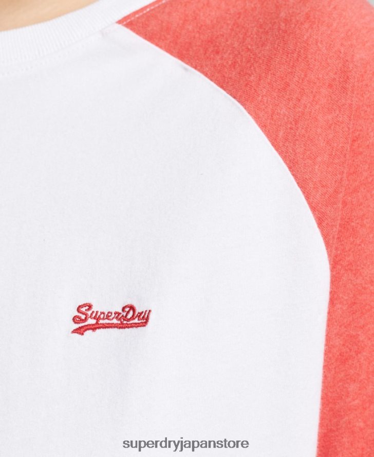 オーガニックコットンヴィンテージベースボール長袖トップ 女性 Superdry 衣類 コーラル 2J62PZ6658